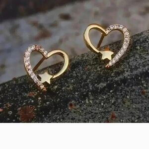 Gold Heart Star Earrings
